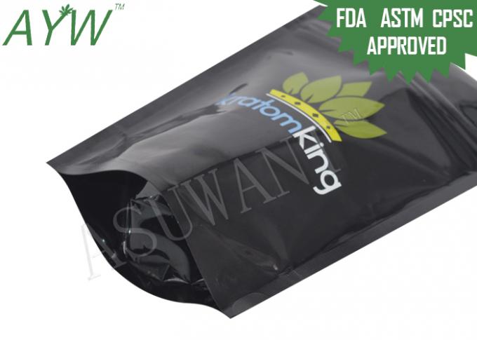 Opaque Black Stand Up Zipper Bags Light Barrier Doypack For Kratom Capsules