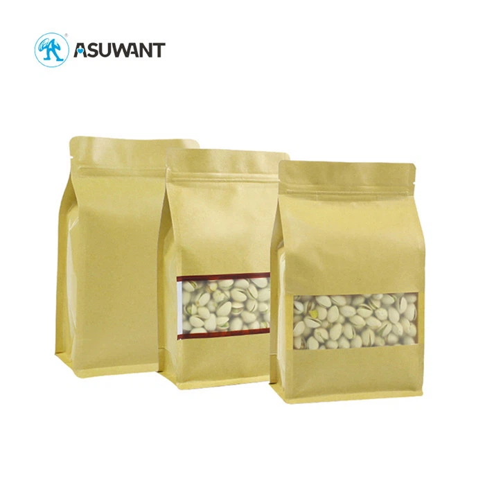 Natural Brown Kraft Paper Zipper Bags Odors / UV Light Barrier With Food Grade Materials
