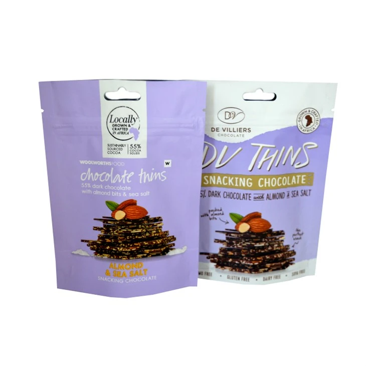 Stand Up Zipper Food Packaging Bags Resealable Biodegradable For Snacks Storage