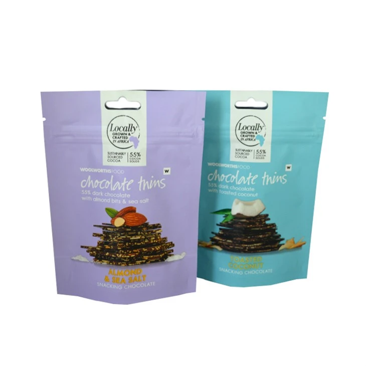 Stand Up Zipper Food Packaging Bags Resealable Biodegradable For Snacks Storage
