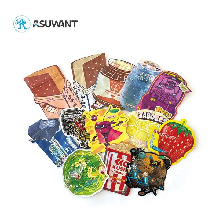 Prispôsobená taška na vyrezanie Mylar s zipsom holografickým obalovým taškou Biologicky odbúrateľný